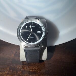 Heritor Automatic Dial Men's Watch with Black Leather Strap.